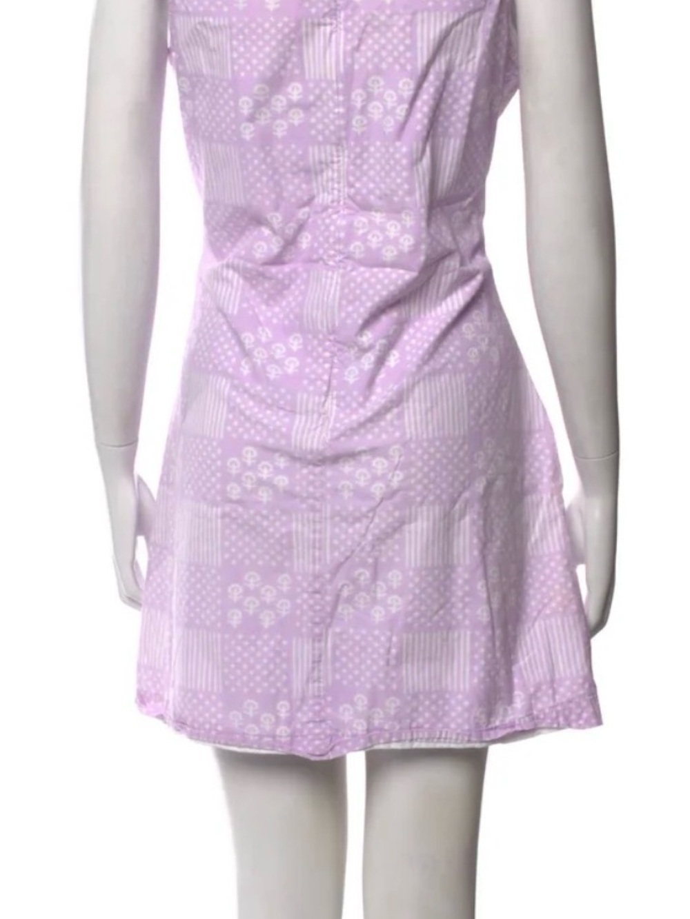 NWOT JULIA AMORY Sleeveless Lavender Patchwork Print Dress, Size Small - Picture 3 of 5